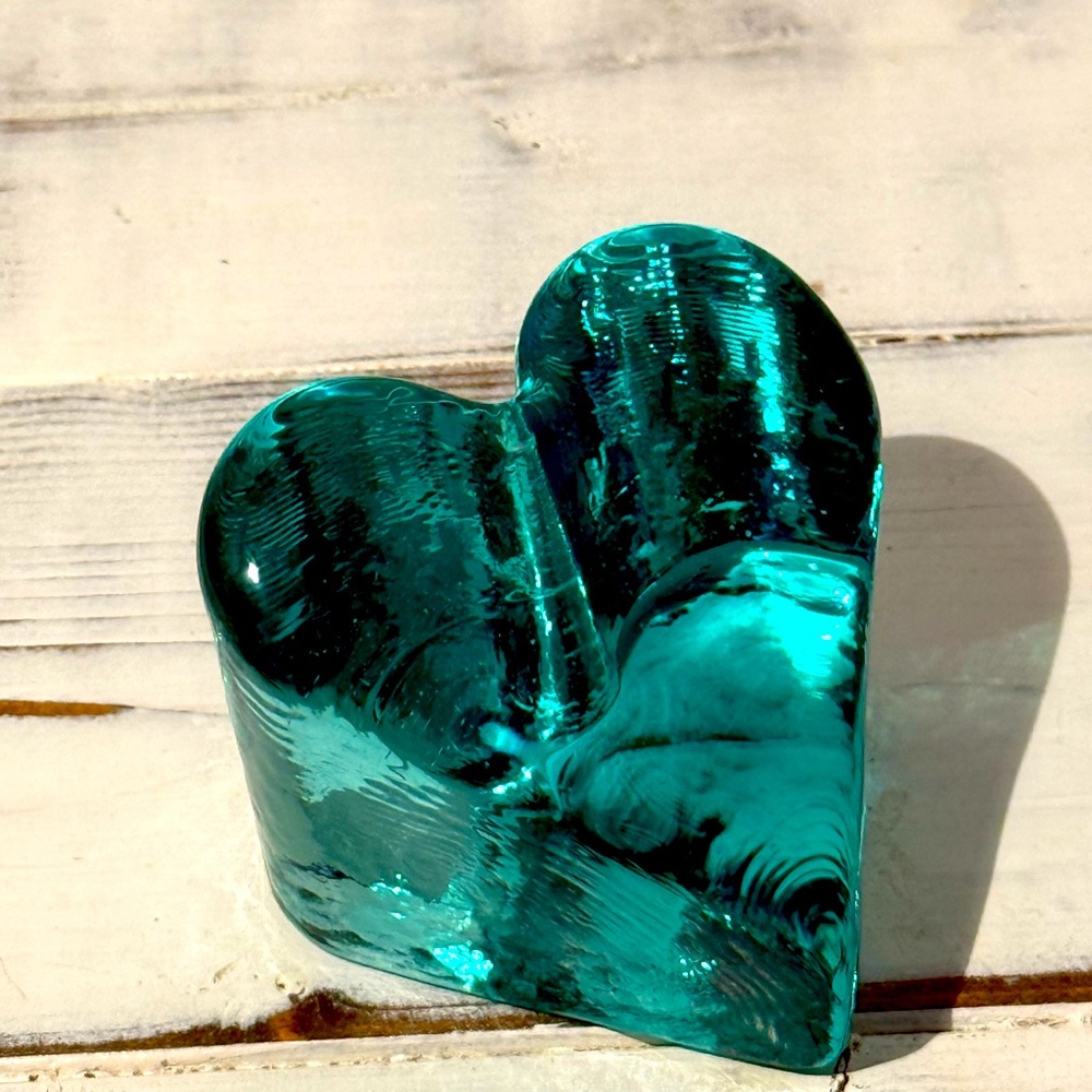 Aqua  Fire & Light heart paper weight